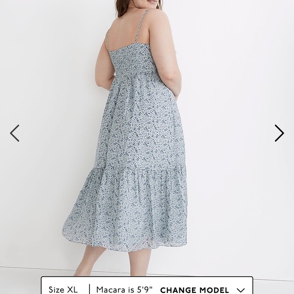 Madewell Silk Ruched Keyhole Tiered Midi Dress in Florentine Floral NWT Sz 12 - Picture 6 of 6